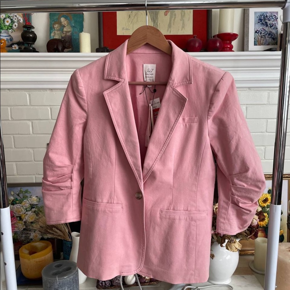 CINQ A SEPT Pink Cotton Khloe Blazer NWT